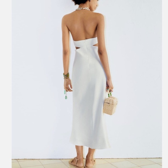 ZARA Midi Cut Out Halter Chain Detail XS NWT - Picture 4 of 12